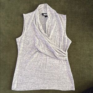DKNY Gray Sleeveless Wrap maternity Blouse sz L